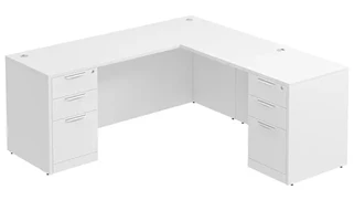 L Shaped Double Pedestal Desks PBD Furniture L-Desk 60in W x 66in D with Double 3 Drawer Pedestals