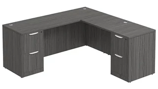 L Shaped Double Pedestal Desks PBD Furniture L-Desk 66in W x 72in D with Double 2 Drawer Pedestals