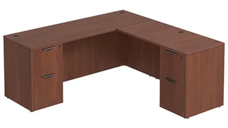 L Shaped Double Pedestal Desks PBD Furniture L-Desk 66in W x 66in D with Double 2 Drawer Pedestals