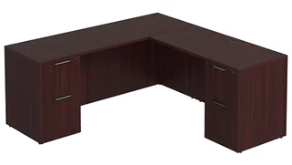 L Shaped Double Pedestal Desks PBD Furniture L-Desk 71in W x 66in D with Double 2 Drawer Pedestals