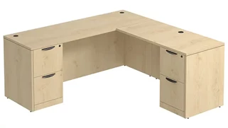 L Shaped Double Pedestal Desks PBD Furniture L-Desk 71in W x 72in D with Double 2 Drawer Pedestals