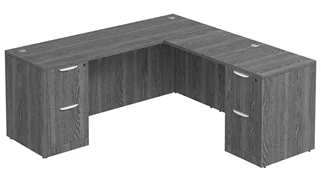 L Shaped Double Pedestal Desks PBD Furniture L-Desk 60in W x 60in D with 2 Drawer Pedestal