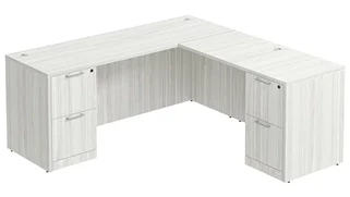 L Shaped Double Pedestal Desks PBD Furniture L-Desk 60in W x 66in D with Double 2 Drawer Pedestals