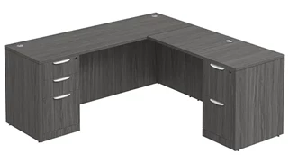 L Shaped Double Pedestal Desks PBD Furniture L-Desk 71in W x 60in D with 2 and 3 Drawer Pedestals