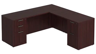 L Shaped Double Pedestal Desks PBD Furniture L-Desk 71in W x 72in D with 2 and 3 Drawer Pedestals