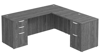 L Shaped Double Pedestal Desks PBD Furniture L-Desk 60in W x 66in D with 2 and 3 Drawer Pedestals