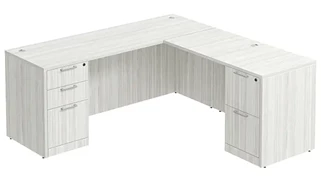 L Shaped Double Pedestal Desks PBD Furniture L-Desk 60in W x 72in D with 2 and 3 Drawer Pedestals