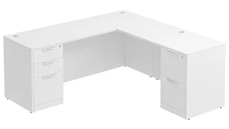 L Shaped Double Pedestal Desks PBD Furniture L-Desk 66in W x 60in D with 2 and 3 Drawer Pedestals