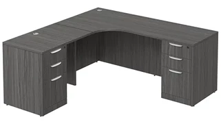 L Shaped Desk Shells PBD Furniture L-Desk Shell 66in W x 72in D with Double 3 Drawer Pedestals and Slim Depth
