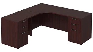 L Shaped Desk Shells PBD Furniture L-Desk Shell 66in W x 78in D with Double 3 Drawer Pedestals and Slim Depth