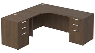 L Shaped Desk Shells PBD Furniture L-Desk Shell 71in W x 66in D with Double 3 Drawer Pedestals and Slim Depth