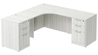 L Shaped Desk Shells PBD Furniture L-Desk Shell 71in W x 78in D with Double 3 Drawer Pedestals and Slim Depth