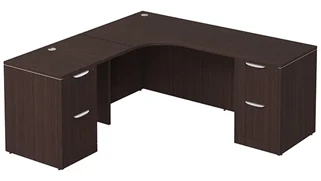 L Shaped Desk Shells PBD Furniture L-Desk Shell 66in W x 72in D with Double 2 Drawer Pedestals and Slim Depth