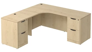 L Shaped Desk Shells PBD Furniture L-Desk Shell 66in W x 84in D with Double 2 Drawer Pedestals and Slim Depth