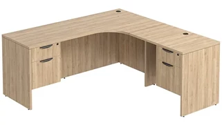 L Shaped Double Pedestal Desks PBD Furniture L-Desk 71in W x 72in D with Double Hanging Pedestals and Slim Depth