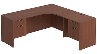 L Shaped Double Pedestal Desks PBD Furniture L-Desk 71in W x 78in D with Double Hanging Pedestals and Slim Depth