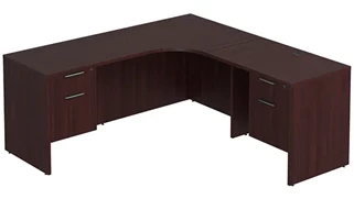 L Shaped Double Pedestal Desks PBD Furniture L-Desk 66in W x 66in D with Double Hanging Pedestals and Slim Depth