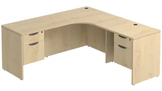 L Shaped Double Pedestal Desks PBD Furniture L-Desk 66in W x 72in D with Double Hanging Pedestals and Slim Depth