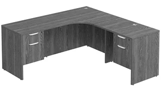 L Shaped Double Pedestal Desks PBD Furniture L-Desk 66in W x 84in D with Double Hanging Pedestals and Slim Depth