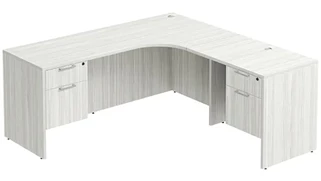 L Shaped Double Pedestal Desks PBD Furniture L-Desk 71in W x 60in D with Double Hanging Pedestals and Slim Depth