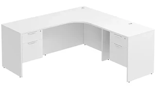 L Shaped Double Pedestal Desks PBD Furniture L-Desk 71in W x 66in D with Double Hanging Pedestals and Slim Depth