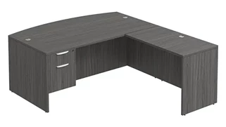 L Shaped Single Pedestal Desks PBD Furniture Bow-Front L-Desk 71in W x 71in D with Hanging Pedestal