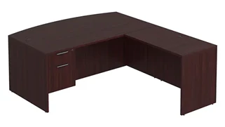 L Shaped Single Pedestal Desks PBD Furniture Bow-Front L-Desk 71in W x 83in D with Hanging Pedestal