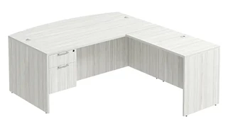 L Shaped Single Pedestal Desks PBD Furniture Bow-Front L-Desk 66in W x 72in D with Hanging Pedestal
