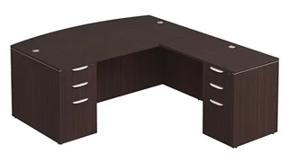 L Shaped Double Pedestal Desks PBD Furniture Bow-Front L-Desk 71in W x 71in D with Double 3 Drawer Pedestals