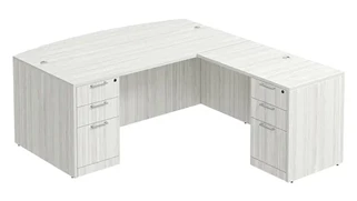 L Shaped Double Pedestal Desks PBD Furniture Bow-Front L-Desk 66in W x 66in D with Double 3 Drawer Pedestals