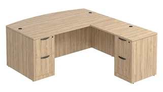 L Shaped Double Pedestal Desks PBD Furniture Bow-Front L-Desk 66in W x 72in D with Double 2 Drawer Pedestals