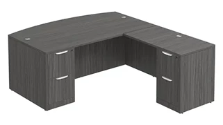 L Shaped Double Pedestal Desks PBD Furniture Bow-Front L-Desk 66in W x 84in D with Double 2 Drawer Pedestals