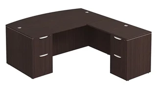 L Shaped Double Pedestal Desks PBD Furniture Bow-Front L-Desk 71in W x 65in D with Double 2 Drawer Pedestals