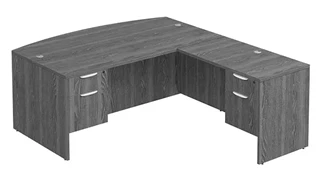 L Shaped Double Pedestal Desks PBD Furniture Bow-Front L-Desk 71in W x 76in D with Double Hanging Pedestals