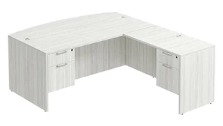L Shaped Double Pedestal Desks PBD Furniture Bow-Front L-Desk 71in W x 83in D with Double Hanging Pedestals