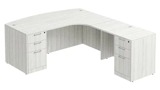 L Shaped Double Pedestal Desks PBD Furniture L-Desk 71in W x 84in D with Double 3 Drawer Pedestals and Extended Curve