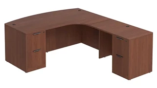 L Shaped Double Pedestal Desks PBD Furniture L-Desk 71in W x 72in D with Double 2 Drawer Pedestals and Extended Curve