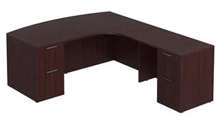 L Shaped Double Pedestal Desks PBD Furniture L-Desk 71in W x 90in D with Double 2 Drawer Pedestals and Extended Curve