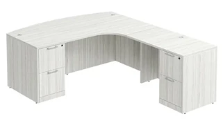 L Shaped Double Pedestal Desks PBD Furniture L-Desk 71in W x 96in D with Double 2 Drawer Pedestals and Extended Curve