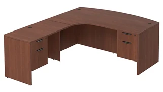 L Shaped Double Pedestal Desks PBD Furniture L-Desk 71in W x 96in D with Double Hanging Pedestals and Extended Curve