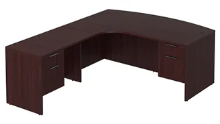 L Shaped Double Pedestal Desks PBD Furniture L-Desk 71in W x 84in D with Double Hanging Pedestals and Extended Curve