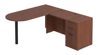 L Shaped Single Pedestal Desks PBD Furniture L-Desk 66in W x 78in D with 3 Drawer Pedestal and Bullet