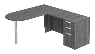 L Shaped Single Pedestal Desks PBD Furniture L-Desk 66in W x 54in D with 3 Drawer Pedestal and Bullet