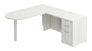 L Shaped Single Pedestal Desks PBD Furniture L-Desk 66in W x 60in D with 3 Drawer Pedestal and Bullet