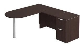 L Shaped Single Pedestal Desks PBD Furniture L-Desk 66in W x 54in D with 2 Drawer Pedestal and Bullet