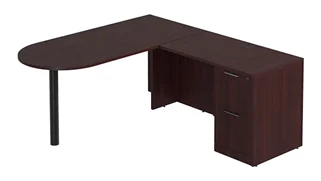 L Shaped Single Pedestal Desks PBD Furniture L-Desk 66in W x 60in D with 2 Drawer Pedestal and Bullet