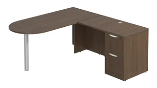 L Shaped Single Pedestal Desks PBD Furniture L-Desk 66in W x 72in D with 2 Drawer Pedestal and Bullet