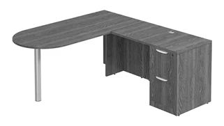L Shaped Single Pedestal Desks PBD Furniture L-Desk 66in W x 78in D with 2 Drawer Pedestal and Bullet