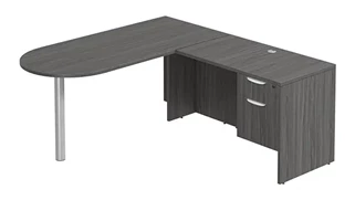 L Shaped Single Pedestal Desks PBD Furniture L-Desk 66in W x 78in D with Hanging Pedestal and Bullet