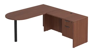 L Shaped Single Pedestal Desks PBD Furniture L-Desk 66in W x 72in D with Hanging Pedestal and Bullet